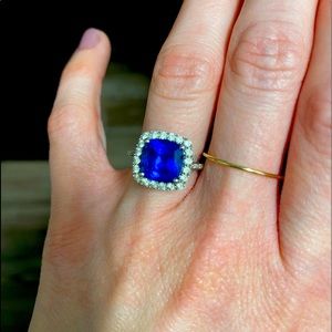 Blue Sapphire Cushion Cut Ring